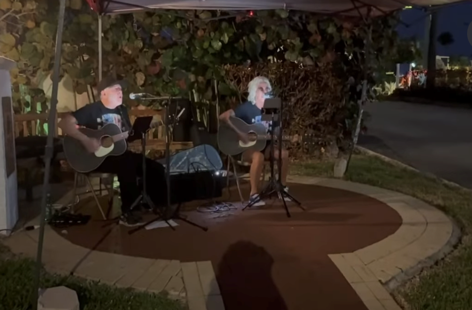 The Stray Tones performing at an evening show
